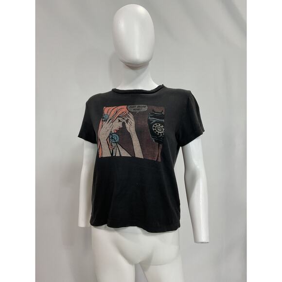 Re/Done 'Just Send Wine' Classic Black Tee  Size S - Picture 2 of 5